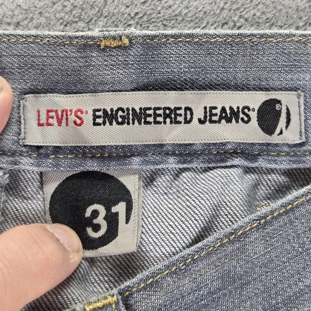Vintage Levis Engineered Jeans Mens 31x32 Gray Buckle Back Twisted Button Fly
